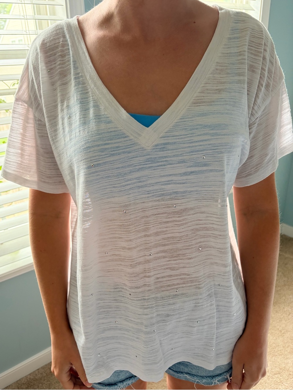 Victoria’s Secret PINK Studded White T-Shirt Size Small May 2018